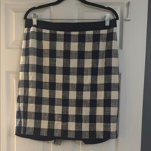 J. Crew Navy and Cream Plaid Pencil Skirt